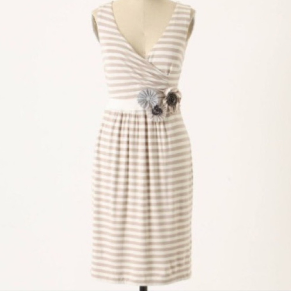 Anthropologie Little Yellow Button Dress Small